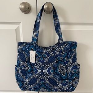NWT Vera Bradley Pleated Tote Blue Tapestry